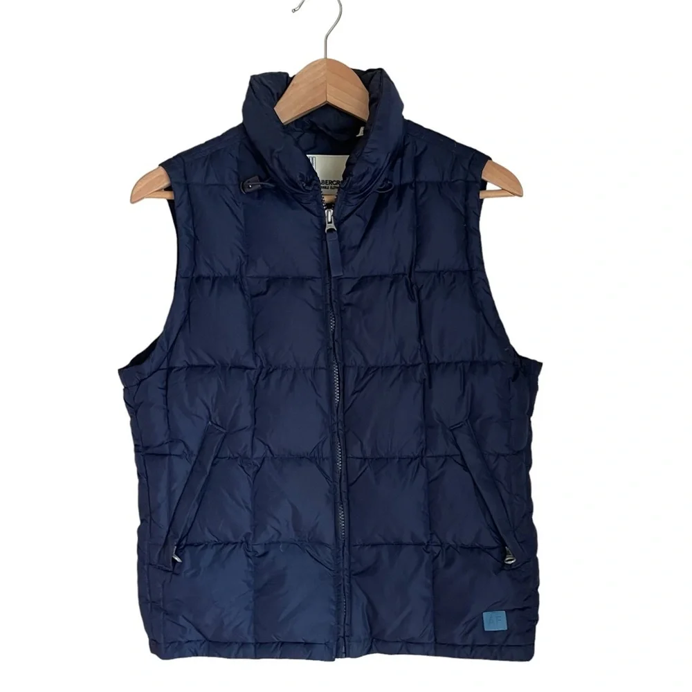 Abercrombie & Fitch Navy‎ Blue Puffer Down Winter Vest Size: M